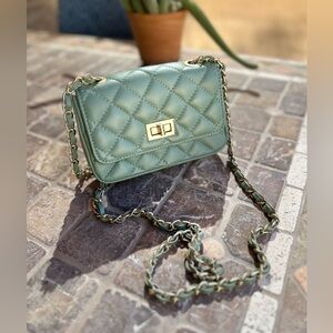 Borsa in Pelle COCO crossbody in salvia color. Made in Italy, genuine leather